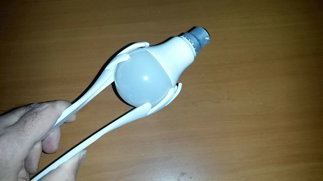 Tale of the Tongs - figure 2 My solution for getting a light bulb into a hard-to-reach light fitting