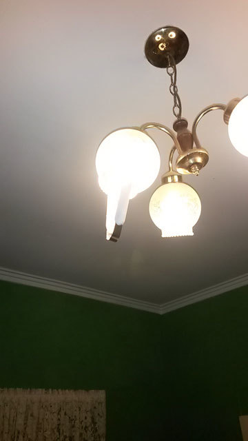 Tale of the Tongs - figure 3 The light fitting in my living room, most of the way through a tricky bulb change